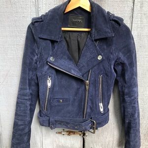 Blank Nyc Blue Suede Moto Jacket